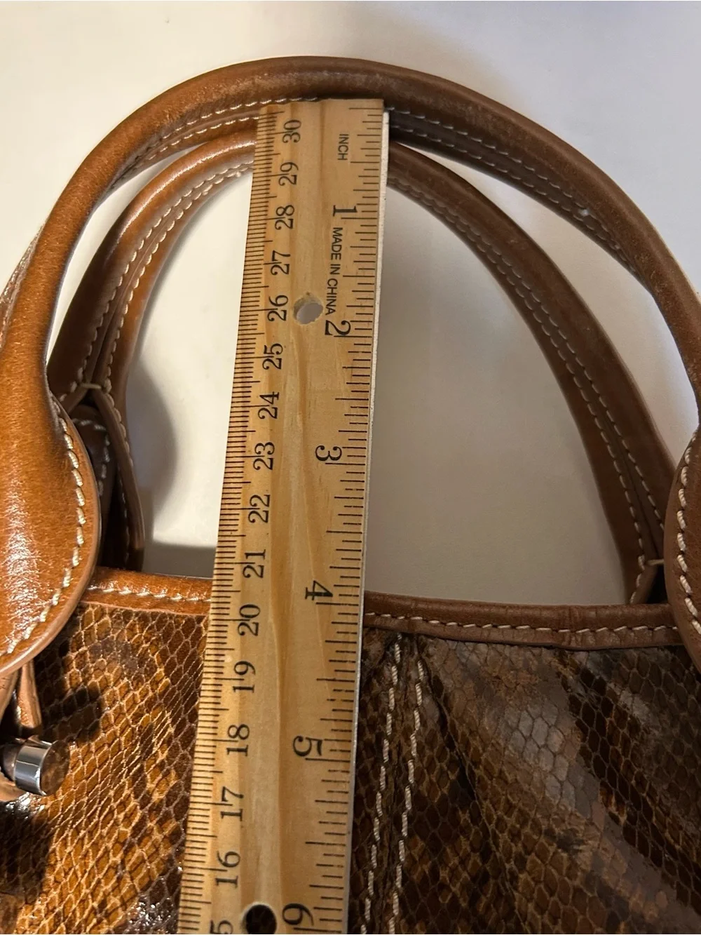 Barr + Barr New York NWT Snakeskin Leather Satchel Crossbody Handbag Purse Brown